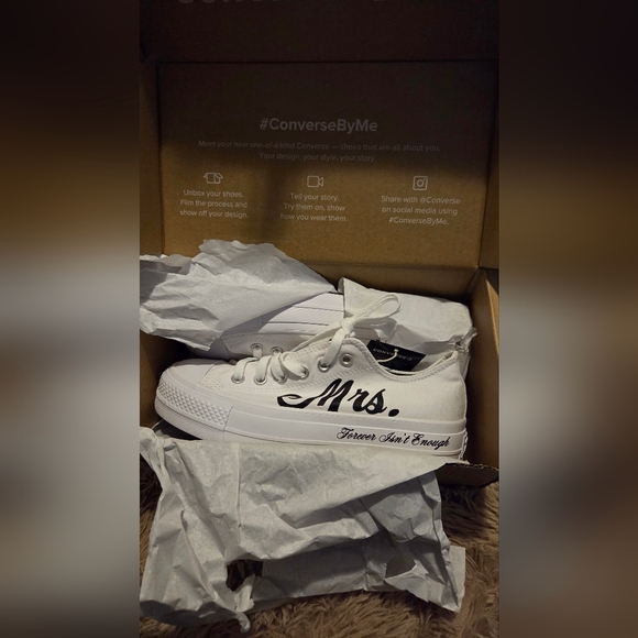 Converse Shoes - Converse White Low Top Canvas Sneaker with 'Mrs.' Script